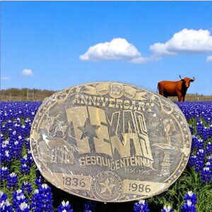 HTS & ASSOC. -- Texas Sesquicentennial Buckle, Limited Ed, Brass, Collectible